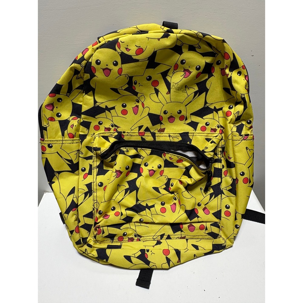 Pokemon Pikachu Backpack Yellow All Over Print Canvas School Bag One Size